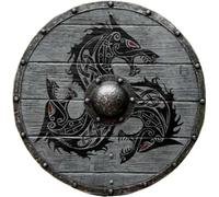 Bouclier médiéval gris authentique Bettleworn Viking prêt à la bataille fait à la main bouclier guerrier bouclier entièrement fonctionnel bouclier 61 cm, comme sur l'image, Medium