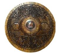 Bouclier médiéval viking en bois de 61 cm - Bouclier historique en bois sculpté - Bouclier de guerrier pour reconstitution - Bouclier Cosplay d'Halloween