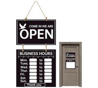 Bouclier ouvert pour porte commerciale | 56 x 24,8 cm ouvert bouclier fermé, signe descriptif, sec « ouvert » avec des heures d'ouverture, signe d'affaires pour pendaison pour