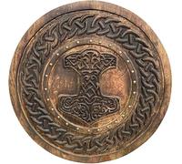 Bouclier rond en bois de chevaliers médiévaux de 61 cm - Sculpture viking - Bouclier de guerrier de combat - Bouclier de guerrier - Bouclier d'Halloween