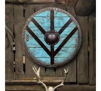 Bouclier Rond Viking Médiéval, Réplique D'armure Nautique avec Motif D'oiseau en Bois Et en Acier, Bouclier de Guerrier LARP pour Halloween, Décor Templier Et Nordique #4