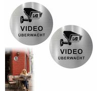 Bouclier Vidéosurveillance - 2 Autocollants en Aluminium - 10 cm Rond - Haute Visibilité, Design Réfléchissant, Autocollants Sécurisés pour Usage Public et Privé