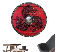Bouclier Viking Loup, Bouclier Viking Médiéval, Bouclier Fait Main Guerrier Loup Cosplay - Bouclier Prêt pour la Bataille Artisanale Guerriers Loup pour les bureaux à domicile, Bateaux et restaurants
