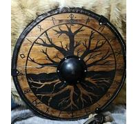 Bouclier viking médiéval authentique Battleworn The Last Kingdom - Bouclier entièrement fonctionnel pour combat pour soldat/guerrier (61 cm) (arbre de vie)