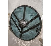 Bouclier viking médiéval authentique Battleworn The Last Kingdom - Bouclier entièrement fonctionnel pour la bataille pour soldat/guerrier (61 cm) (bouclier de la reine Lagertha)