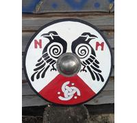 Bouclier viking médiéval de 61 cm en bois de corbeau Valhalla prêt à la bataille