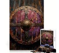 Bouclier Viking Traditionnel pour Adultes, Puzzle de 1000 pièces, Casse-tête, Distraction Douce, Bords Lisses, Cadeau saisonnier (38x52cm)