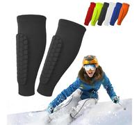 Boucliers de ski, protège-tibias, leggings élastiques respirants anti-collision pour le ski, équipement de protection pour le football, la course à pied, l'équitation (noir, M)
