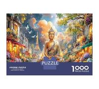 Bouddha à Paris 1000 Pièce Village Stock De Cartes Premium Jeu De Puzzle Défi Éduchatif Joyeux Cadeau Idée Cadeau Décoration Murale 38x26cm/1000pcs