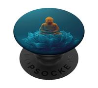 Bouddha Abstrait - Fleur de Lotus - Bouddhisme Spirituel Bouddhiste PopSockets PopGrip Adhésif