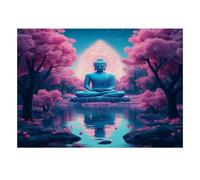 Bouddha Arbre Lac Puzzle, 1000 Pièces Jeu D'intérieur Adulte | 52x38cm Carton, Passe-temps Intellectuel, Construction Solide, Amateurs D'art, Interaction Familiale