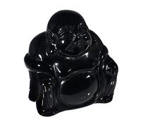 Bouddha assis Statue sculpté Noir Obsidienne