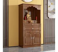 Bouddha Autel Étagère Sanctuaire Armoire D'autel en Bois avec Tiroirs et Rangements pour la Prière la Divination et Le Culte.(Walnut,60x40x116cm)