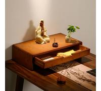 Bouddha Autel Étagère Sanctuaire avec Tiroir, Support De Présentation De Table Polyvalent, Présentoir pour Méditation, Pooja Stand, Altar Et Décoration Intérieure pour Maison Et Temple