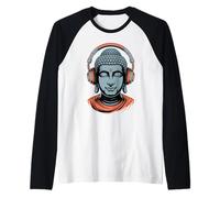 Bouddha avec Écouteurs Pleine Conscience Musique Boho Zen Manche Raglan
