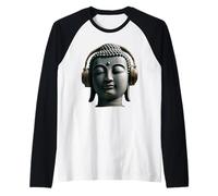 Bouddha avec Écouteurs Pleine Conscience Musique Boho Zen Manche Raglan