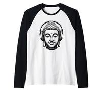 Bouddha avec Écouteurs Pleine Conscience Musique Boho Zen Manche Raglan