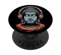 Bouddha avec Écouteurs Pleine Conscience Musique Boho Zen PopSockets PopGrip Adhésif