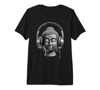 Bouddha avec Écouteurs Pleine Conscience Musique Boho Zen T-Shirt Haut de Gamme