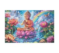 Bouddha avec Fleur de Lotus Puzzle 1000 Pièces pour Adultes Challenge Relaxant Educa 3D Décoration Artistique Cadeau De Fête Famille Détente 1000 PCS