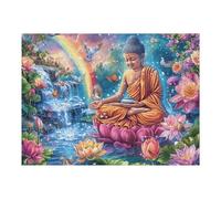 Bouddha avec Fleur de Lotus Waterfall Puzzle 500 Pièces pour Adultes Educa Vision 3D Décoratif Artistique Carton Épais Détente Créative Cadeau De Noël 500 PCS