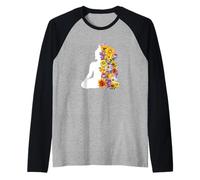 Bouddha avec Fleurs Tantra Meditation Yoga Yogi Cadeau Zen Manche Raglan