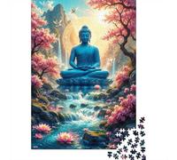 Bouddha Cascade Lotus Puzzle, 1000 Pièces Jeu D'intérieur Adulte | 38x26cm Carton, Passe-temps Intellectuel, Finition Surface Lisse, Amateurs D'art, Interaction Familiale