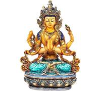 Bouddha Chenresig peint -- 400 g ; 11x7x15 cm