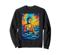 Bouddha Coucher de soleil Art, méditation spirituelle océan pleine conscience Sweatshirt