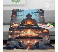 Bouddha Couverture Bouddha Couvertures en Molleton De Flanelle Légères Super Douces pour Canapé-lit, Couverture en Microfibre en Peluche Douce Et Chaude Toute La Saison 50x60inch(127x152cm)