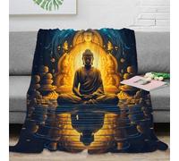 Bouddha Couvertures Bouddha en Flanelle Imprimé All Saisons Chaude Couverture De Lit Ultra-Doux Couverture Polaire Canapé - Enfant Adulte 60x80inch(150x200cm)