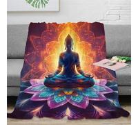 Bouddha Couvertures Bouddha en Flanelle Imprimé All Saisons Chaude Couverture De Lit Ultra-Doux Couverture Polaire Canapé - Enfant Adulte 60x80inch(150x200cm)