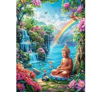 Bouddha dans Un Jardin de Cascade Tropical Puzzle 300 Pièces pour Adultes Educa Art Abstrait 3D Décoration Murale Qualité Supérieure Relaxation Famille Cadeau 300 PCS