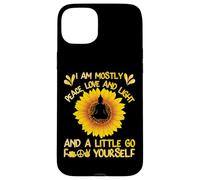Bouddha de Yoga I Am Mostly Peace Love and Light Tournesol Coque pour iPhone 15 Plus