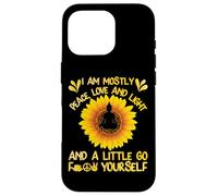 Bouddha de Yoga I Am Mostly Peace Love and Light Tournesol Coque pour iPhone 16 Pro