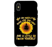 Bouddha de Yoga I Am Mostly Peace Love and Light Tournesol Coque pour iPhone X/XS
