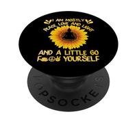 Bouddha de Yoga I Am Mostly Peace Love and Light Tournesol PopSockets PopGrip Adhésif