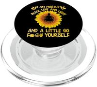 Bouddha de Yoga I Am Mostly Peace Love and Light Tournesol PopSockets PopGrip pour MagSafe