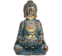 Bouddha Decoration Jardin Exterieur Lumière Solaire, Statue de Bouddha Assis, Figurine Bouddha Zen de Antigel Résistant