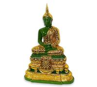 Bouddha d'émeraude Wat Phra Kaew Thai certifié - Statue de 14 cm - en Résine Verte et Dorée à la Main - Rare Authentique avec Sceau - Fabriquée en Thaïlande - Bouddha Thai sacré