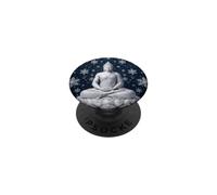 Bouddha d'hiver Fleur de Lotus - Flocons de Neige - Bouddhisme Bouddhiste PopSockets PopGrip Adhésif