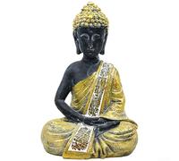 Bouddha doré Solaire Jardin Ornement pour Extérieur et Intérieur Zen Décor Statue Résine Pierre Statue avec Effet Lumière Solaire
