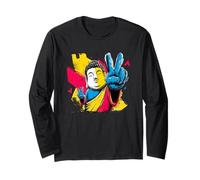 Bouddha Double Paix Pop Art Zen Figure Graphique Panneau Coloré Manche Longue