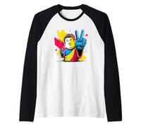 Bouddha Double Paix Pop Art Zen Figure Graphique Panneau Coloré Manche Raglan