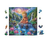 Bouddha en méditation 100 Pièces Puzzle Collectionneur en Carton Rigide sans Déformation Haute Difficulté Niveau Expert Décoration Murale Cadeau Fête 28x28cm