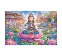 Bouddha en Méditation sur Le Lotus 1000 Pièces Puzzle Famille en Carton Haute Densité Difficulté Moyenne Activité Familiale Anti-Stress Loisir Créatif Jeu De Société Premium 1000 PCS