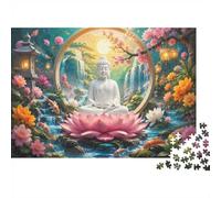 Bouddha Lotus Cascade Puzzle, 1000 Pièces Jeu D'intérieur Adulte | 38x26cm Réduction Du Stress, Décoration Intérieure, Passe-temps Intellectuel, Papier, Cadeau D'anniversaire