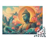 Bouddha Lotus Eau Puzzle, 1000 Pièces Jeu D'intérieur Adulte | 70x50cm Carton, Passe-temps Intellectuel, Cadeau De Rassemblement, Décoration D'intérieur, Assemblage Facile