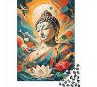 Bouddha Lotus Fleur 1000pcs pour Adultes Mini Puzzle Difficile | 52x38cm Carton Décor Salon Structure Durable Cadeau Anniversaire Relaxation