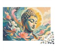 Bouddha Lotus Nuage Puzzle, 1000 Pcs Jeu D'intérieur Adulte | 38x26cm Papier, Passe-temps Intellectuel, Construction Solide, Nouveaux Joueurs De Puzzle, Interaction Familiale